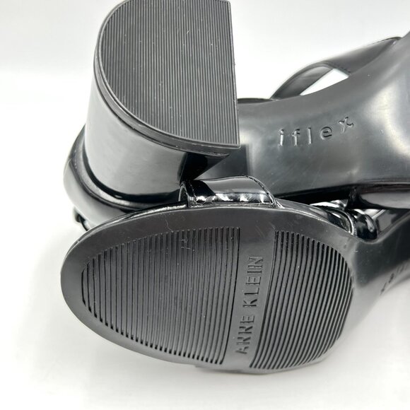 Anne‎ Klein Womens Size 6.5 Black Patent Block Heels Dress Sandals Shoes - Picture 10 of 13